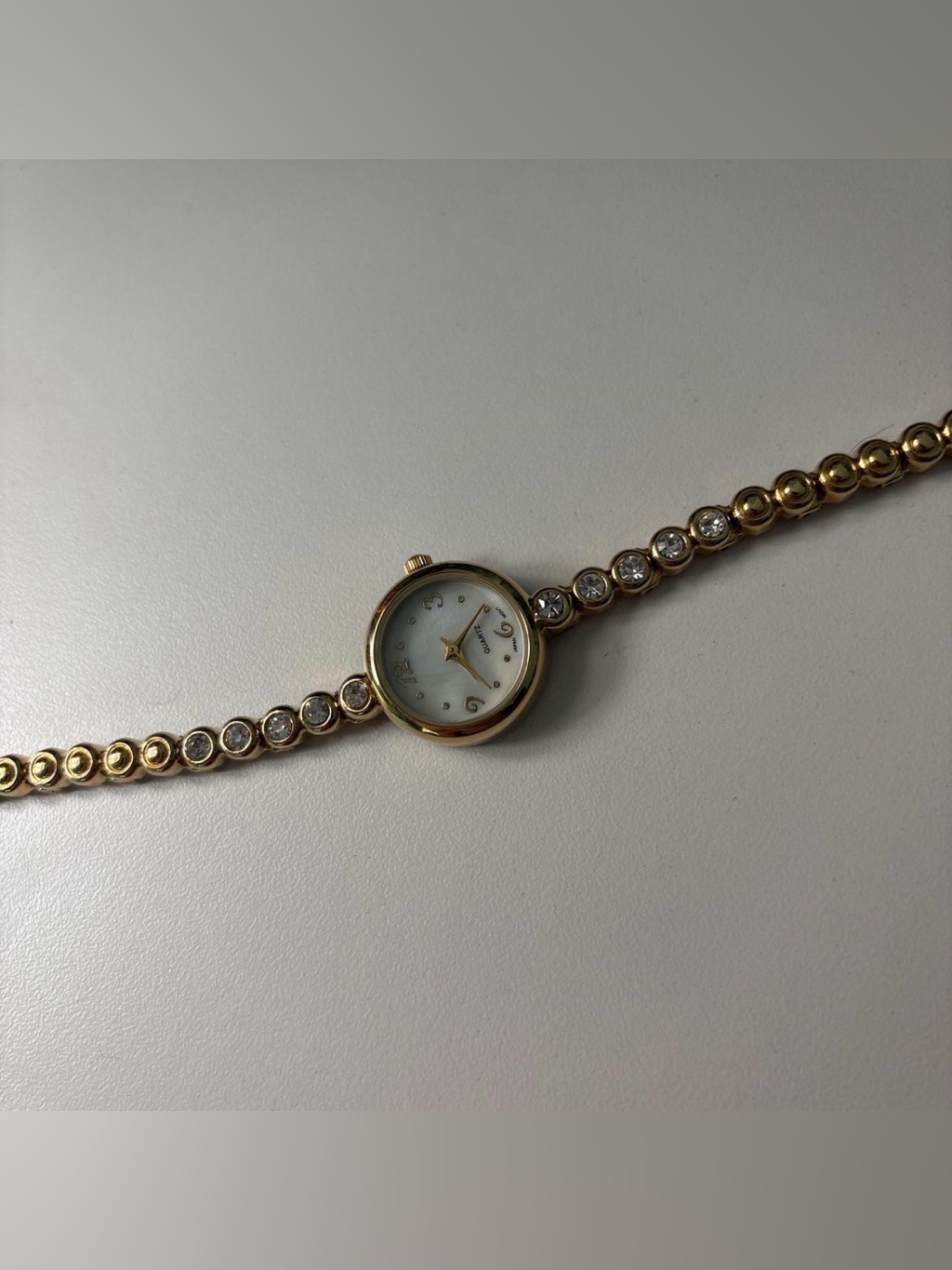 Gold Bracelet Watch With Crystal Detailed Band